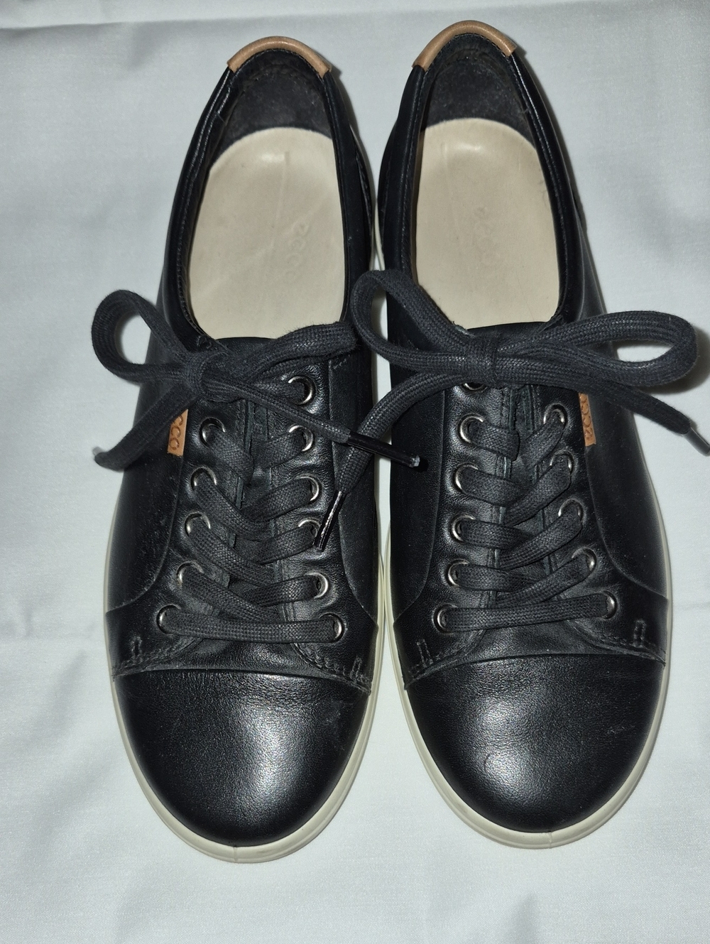 Ecco Black Casual Lace Up Sneakers Shoes Size 7 38
